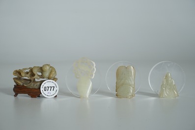 Four Chinese jade carvings, 19/20th C.